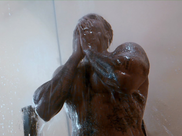 Jim Jones in shower