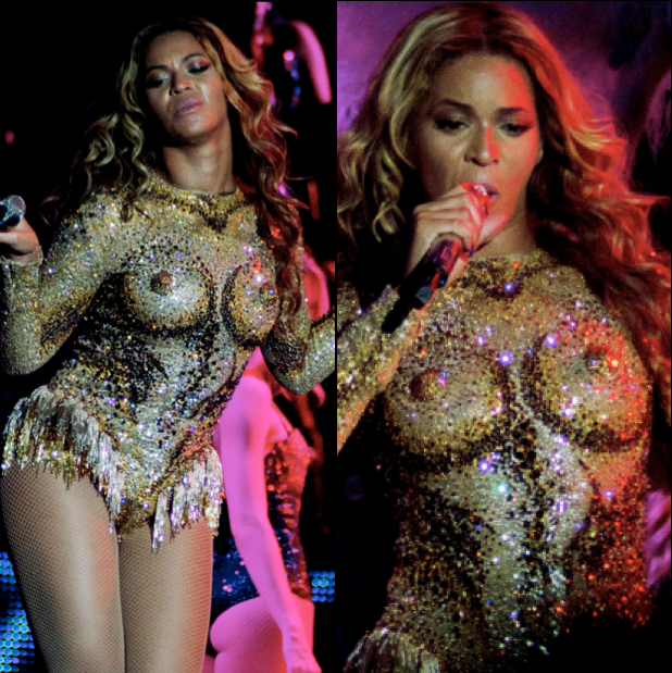 Beyonce-Gold Nipple-Bodysuit