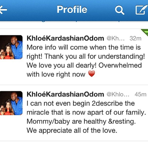 Kris-Jenner-Khloe-Kardashian-Tweet-About-Kim-Kardashian-And-Baby-Instagram