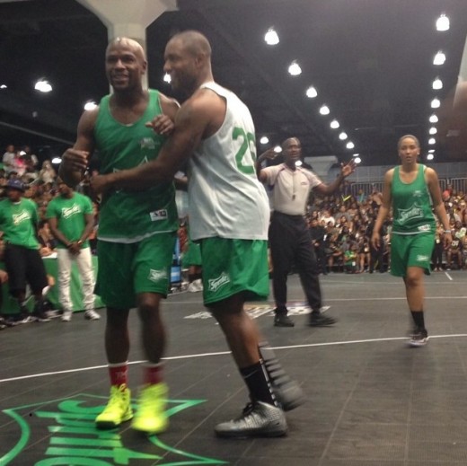 Floyd Mayweather and Tank balling during the BET X Celebrity Basketball Game powered by Sprite