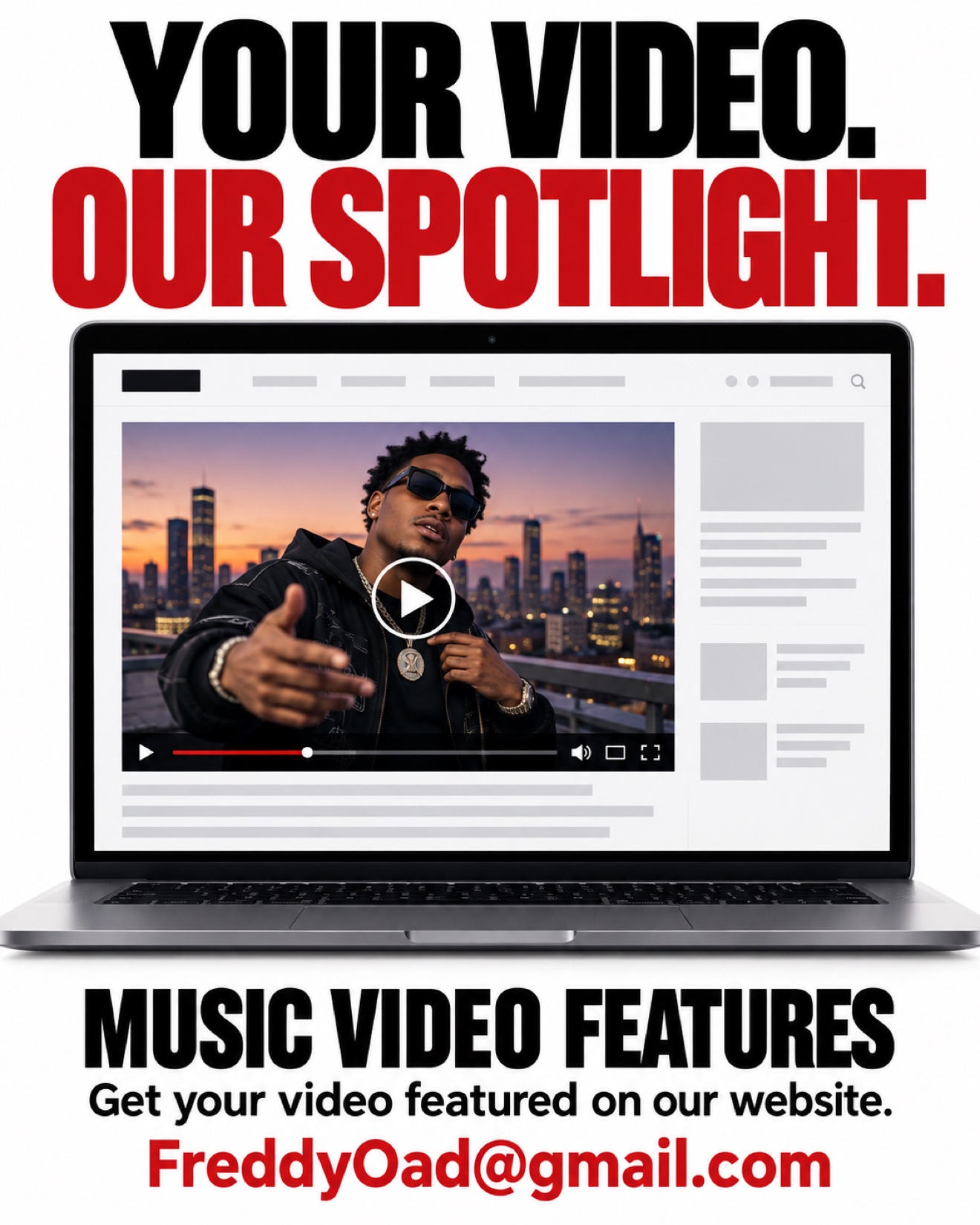 Get your music video featured on FreddyO.com — email FreddyOad@gmail.com