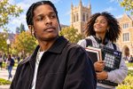 AI illustration of a rapper and a student on a college campus